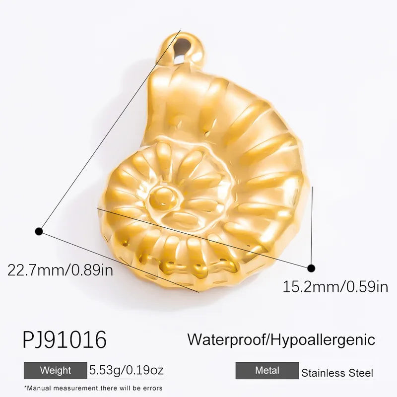 1 Piece 28.4*36.1mm 304 Stainless Steel Zircon 18K Gold Plated Starfish Crab Shell Polished Pendant Jewelry Accessories