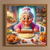 Diamond Painting-DIY Full Round Drill Cooking Grandma(40*40 CM)