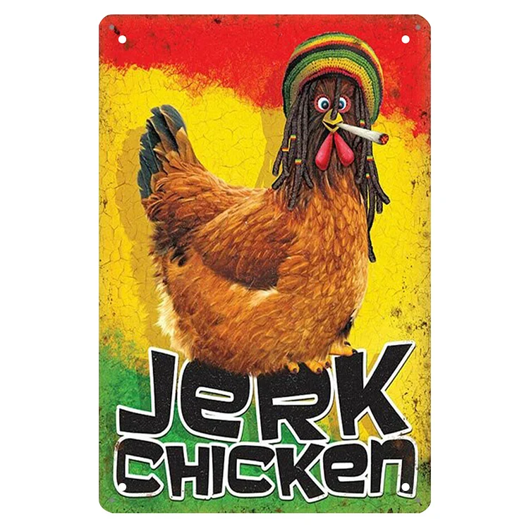 Poulet JERK - enseignes en étain vintage / enseignes en bois - 7.9x11.8in & 11.8x15.7in