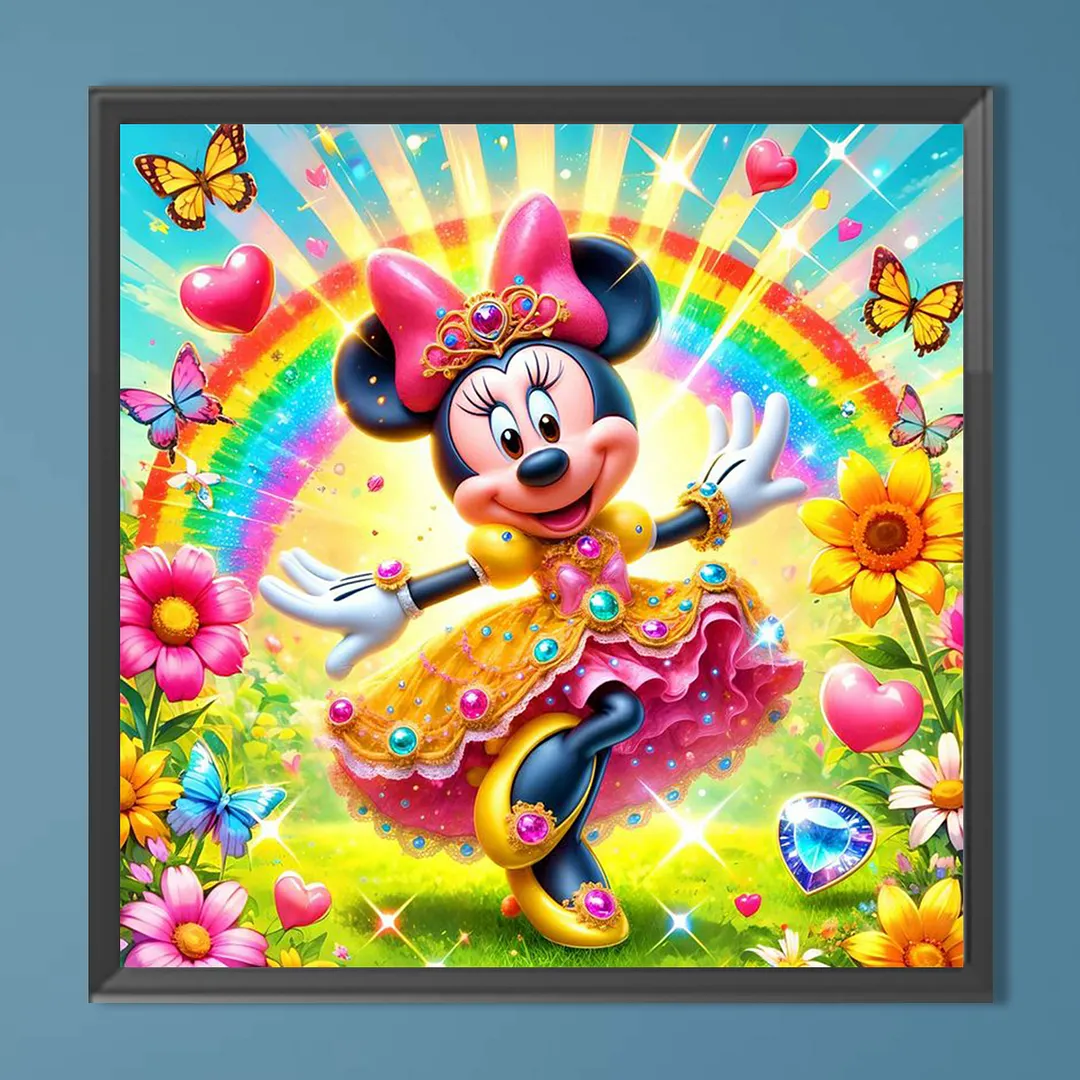 Rainbow Garden Minnie Full DIY 5D Round Drill Diamond Painting Kits for Adults/Beginners Home Decor Diamond Dots Paintings Picture Arts Craft 30x30cm