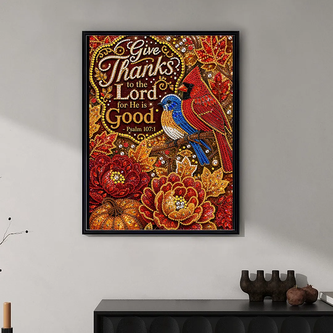 Autumn Birds Thanksgiving Diamond Painting Kits for Adults Beginners 30x40cm