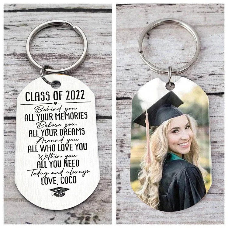 Personalized Photo Graduation Keychain Class of 2022 Keyring Gifts