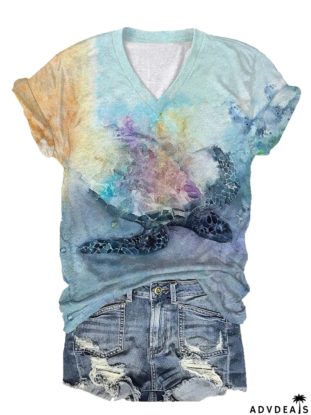 Women's Maui Sea Turtle Print T-Shirt