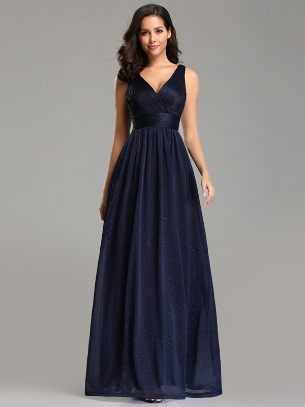 long navy evening gown