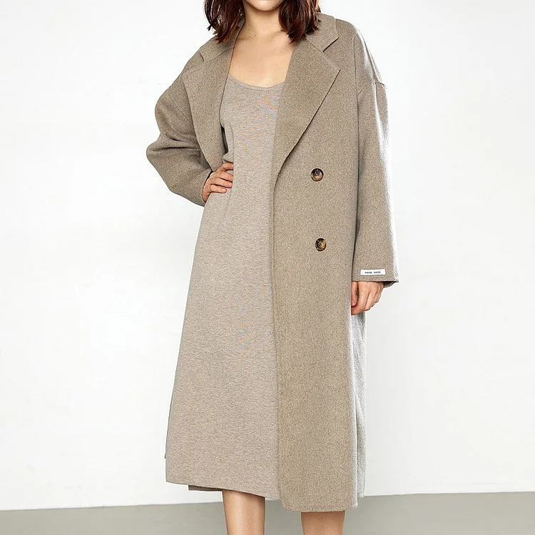 Carmelita Light Premium Wool Gray Oversized Coat QueenFunky