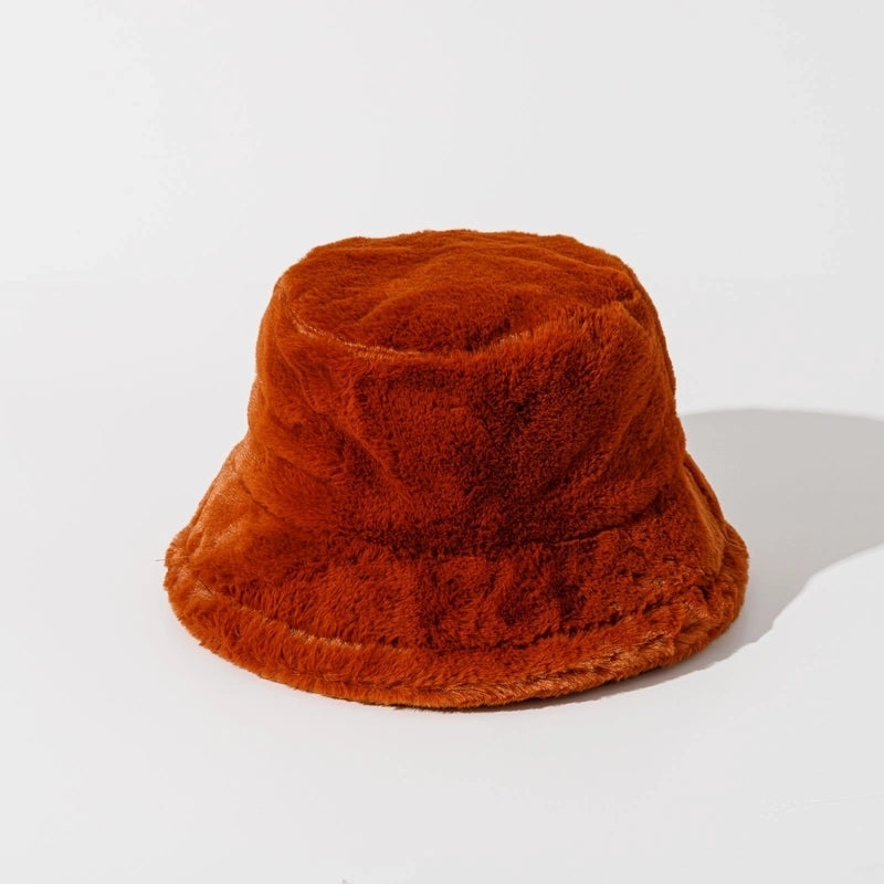 Autumn And Winter New Imitation Rabbit Fur And Velvet Fisherman Hat Women’s Thickened Warm Basin Hat Fashionable Bucket Hat Candy Color