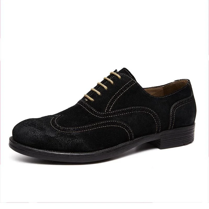 Men's Business Suede Brogue Leather Shoes | EGEMISS