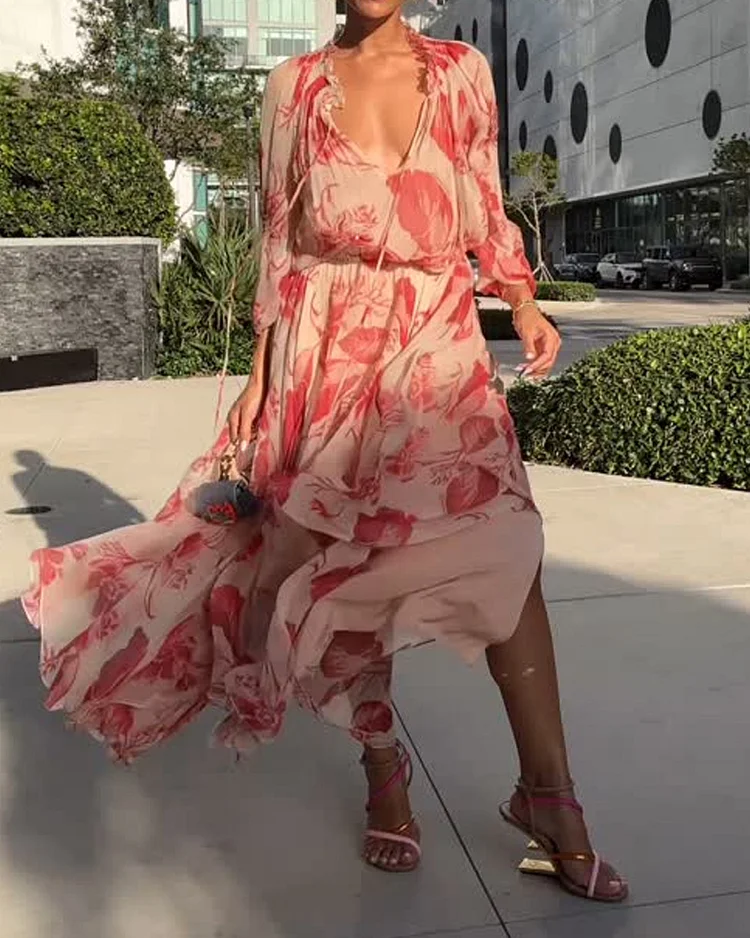 Printed waist dress