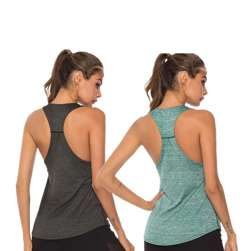 Women Sleeveless Fitness Yoga Shirts Racerback Sport Yoga Tank Tops Quick Dry Athletic Running Vest Workout Training T Shirt