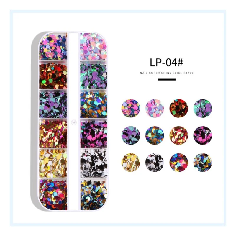 1 Box12 Grids Mixed Nail Art Deco Butterfly Patch Laser Symphony Star Butterfly Fluorescent DIY Nail Art Decoration Sequins