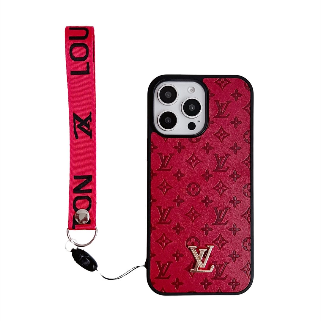LV Elegant Bracelet Monogram 3D Embossed Soft-touch Leather Apple iPhone Case Samsung Galaxy Cover