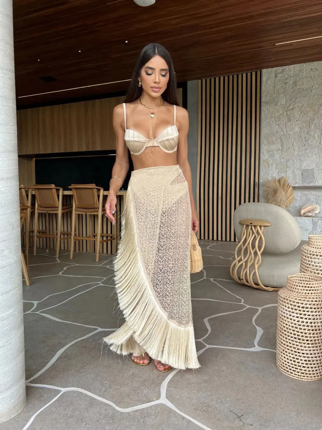 Churchf 2025 New Three-Point High-Waisted Bikini Half-Dress Three-Piece Solid Color Split Body Swimsuit