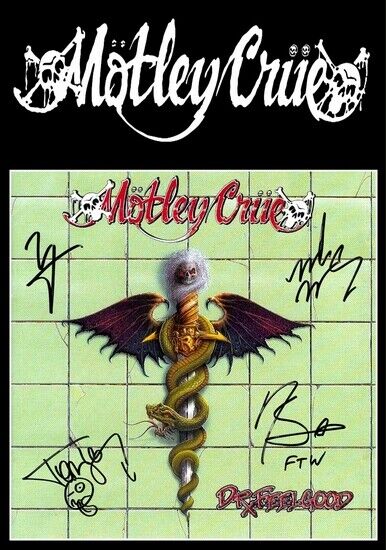 MOTLEY CRUE - SIGNED LP COVER - DR FEELGOOD - Photo Poster painting POSTER INSERT FOR FRAMING