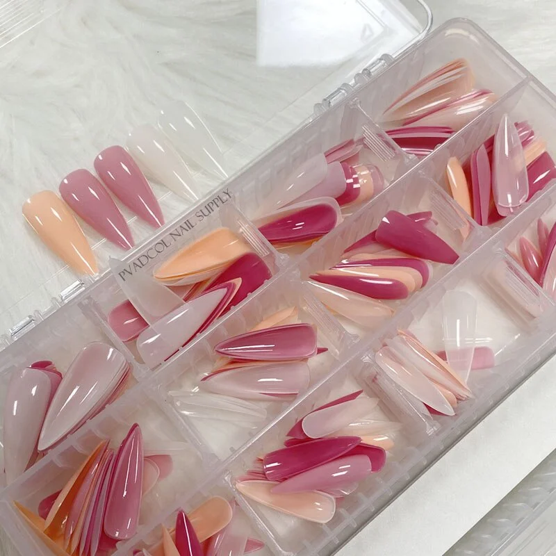 Gel X Nails Extension System Full Cover Sculpted Clear Stiletto Coffin False Nail Tips 240pcs/bag-Nail Inspo