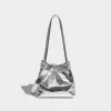 Stylish Silver Square PU Leather Bucket Shoulder Bag