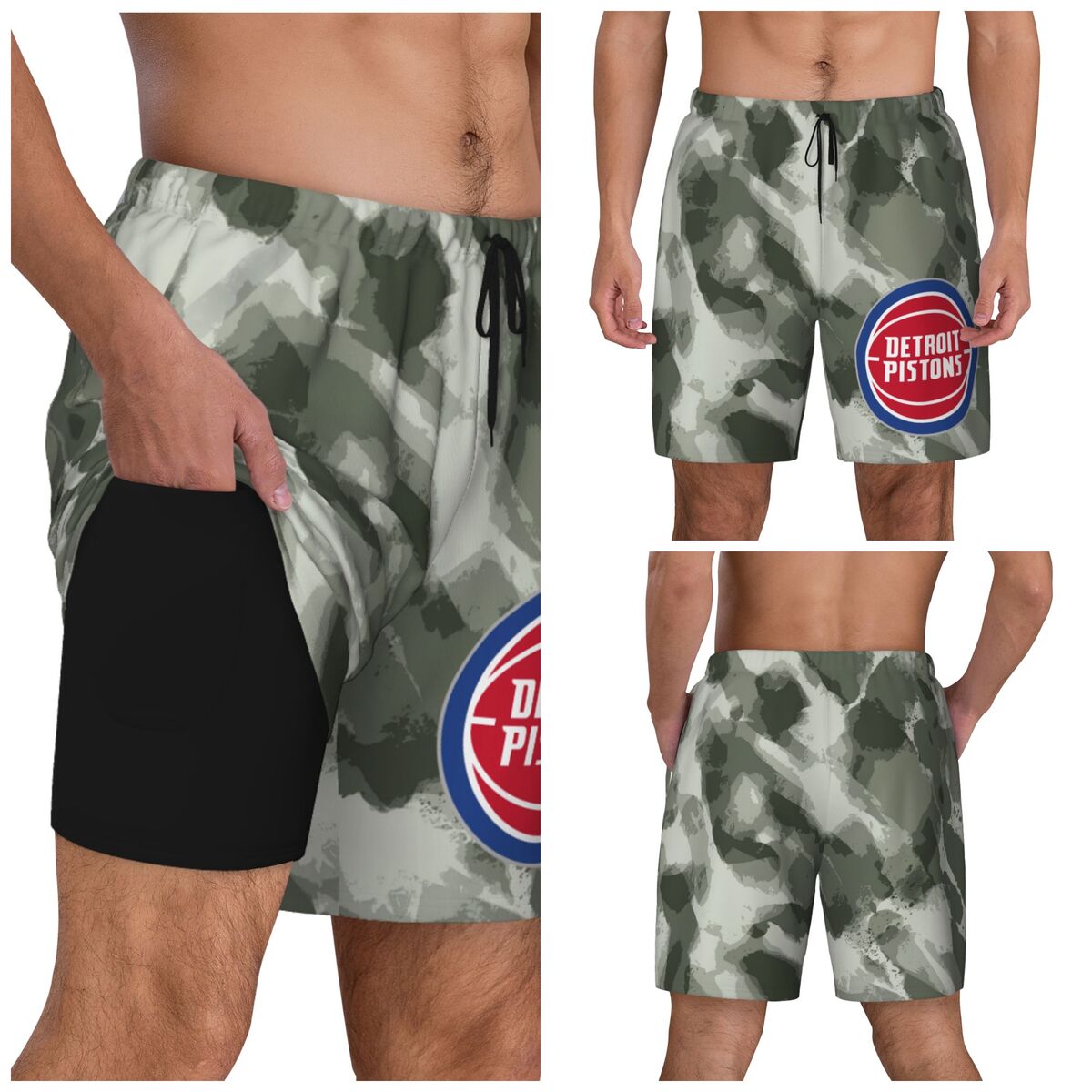 Detroit Pistons Camo Men's Swim Shorts