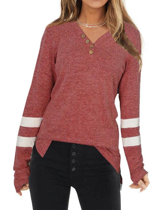 Women's V-neck Long Sleeve Tops