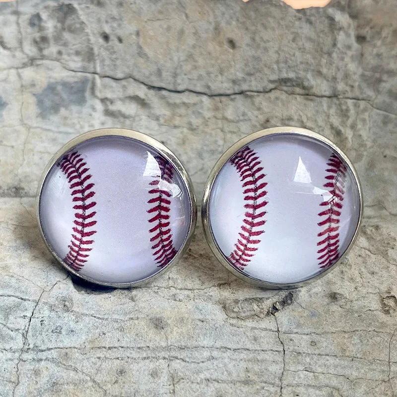 Glass Baseball Earrings
