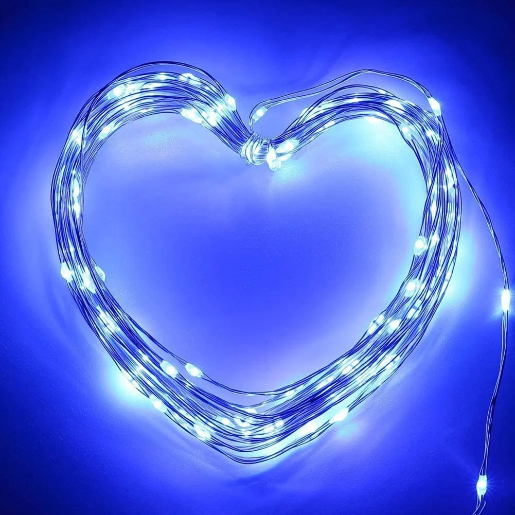 Solar String Lights Waterproof Copper Wire Fairy Lamp (Blue White 100LED)