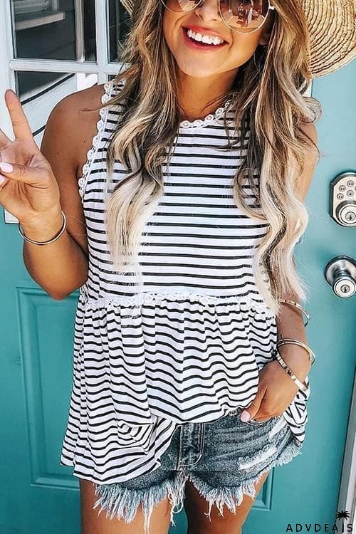 Print Sleeveless T Shirt