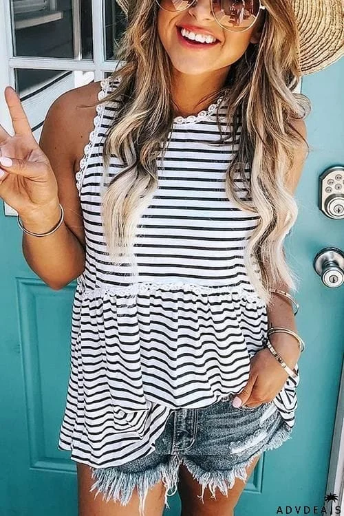 Print Sleeveless T Shirt