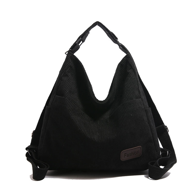 Women’s Corduroy Solid Color Basic Square Zipper Shoulder Bag