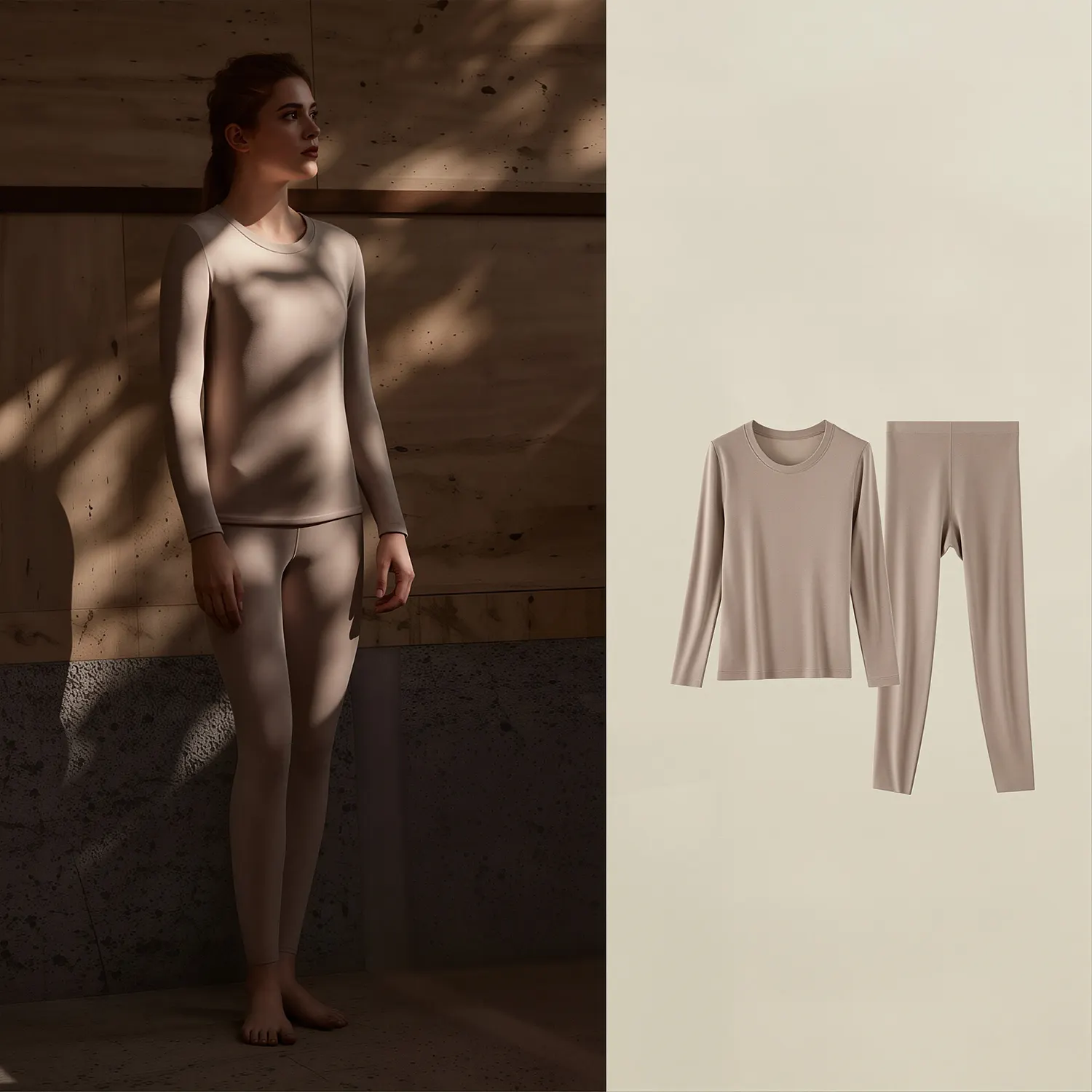 Women's Thermal Underwear Base Layer Set with Silk Cashmere Blend Inner Layer REAL SILK LIFE