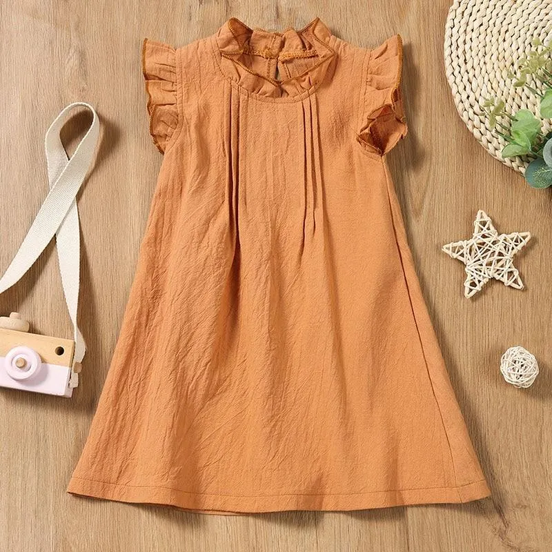 New 2021 Summer Baby Girls Sleeveless Dresses Kids Girl Cotton Princess Dress Clothing Kids Casual Fashion Dress 1-6Yrs