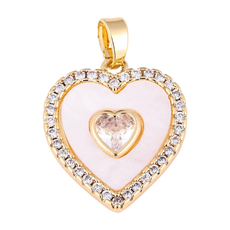 1 Piece Copper Zircon Four Leaf Clover Round Heart Shape Pendant Jewelry Accessories