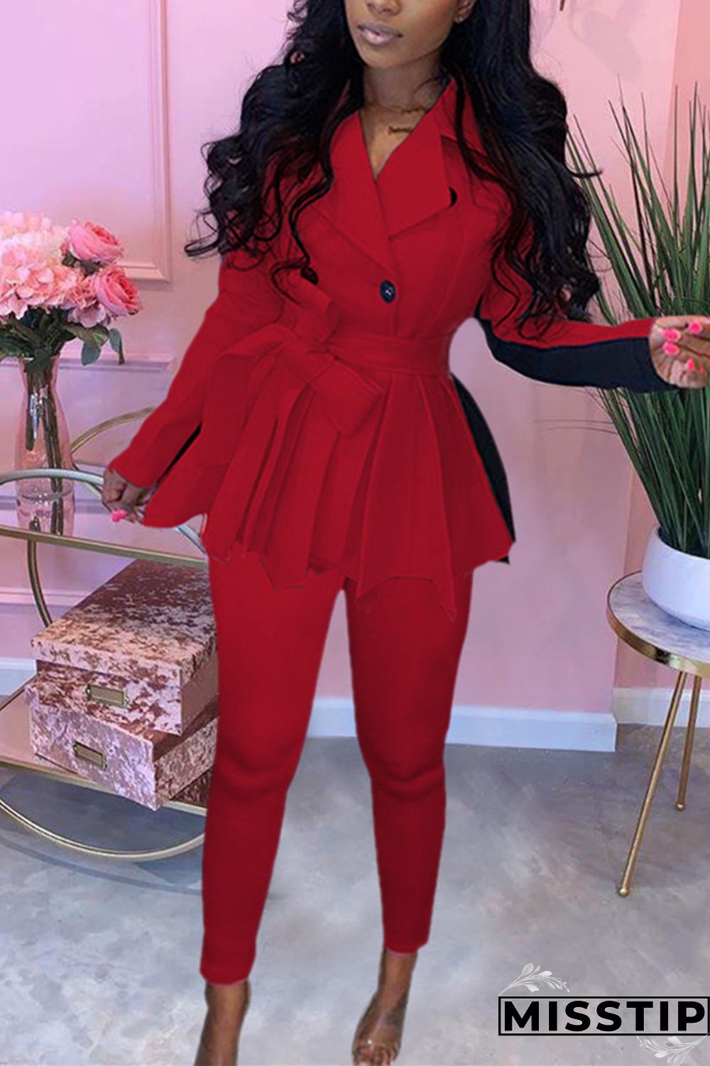 Orange Fashion Casual Long Sleeve Turndown Collar Regular Sleeve Regular Patchwork Two Pieces