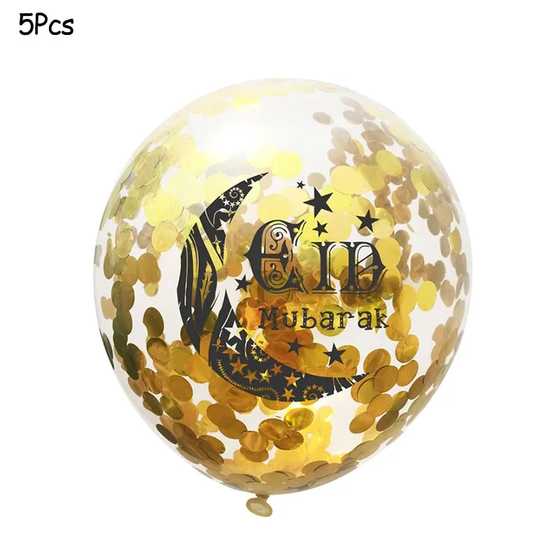 Ramadan Kareem Decoration Eid Mubarak Banner Balloons Disposable Tableware Set Ramadan Mubarak Muslim Islamic Party Decorations