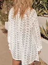 See-Through Lace Split-Joint Long Sleeved Shirt Cover-Ups Tops