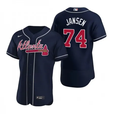 Men's Atlanta Braves #74 Kenley Jansen Navy Flex Base Stitched Baseball Jersey WRSF