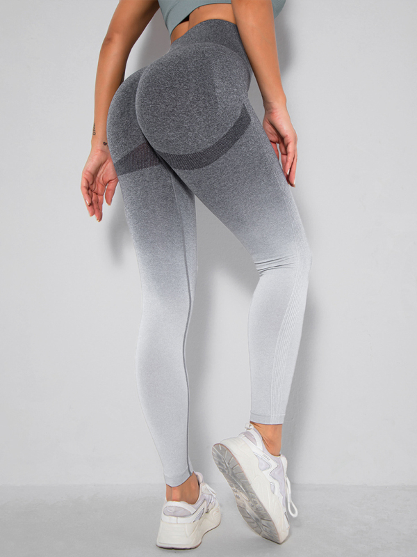 Mature Women Fashion Leggings Seamless Gradient Slim Body Quick-drying Sexy Peach Hip Sports Fitness Pants