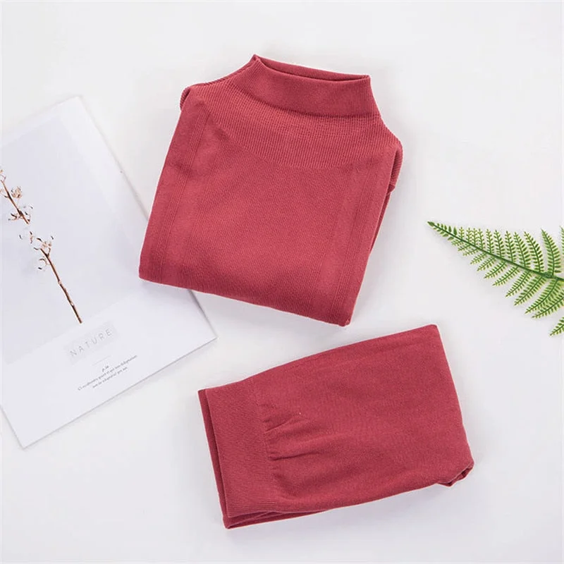 Turtleneck Inner Wear For Women Thermal Underwear Woman Set Warm Autumn Body Warmer Shaper Body Women's Cotton Slim Ropa  Mujer
