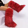 Women's Winter Trendy Y2K Faux Raccoon Fur Long Knee Snow Boots