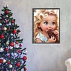 >SALE<5D DIY Full Round Drill Diamond Painting Curly Hair Big Eyes Girl Decor 30x40cm