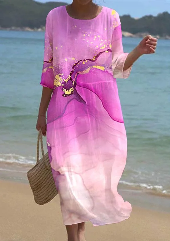 Women's Art Splash Print Pattern Resort Style Dress