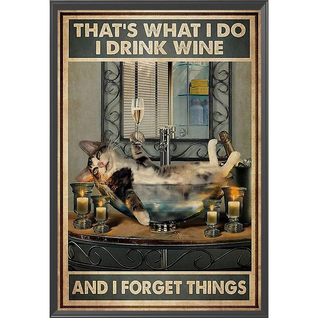 11CT Full Cross Stitch Bathing Cat Stamped DIY Embroidery Animal (40x60cm)