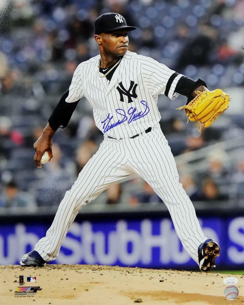 Domingo German Autographed Yankees 16x20 Pitching PF Photo Poster painting - JSA W Auth *Blue