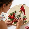 Snow Globe Cardinal DIY 14CT 2 Strands Stamped Cross Stitch Kit for Adults tapestrymarket