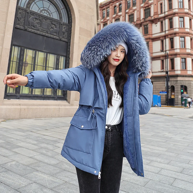 Woherb Cotton Coat Coat Female 2024 Winter New Korean Version Of The Long Down Cotton Suit To Overcome Cotton-Padded Jacket-Outfit Ideas