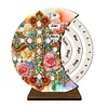 Flower Cross Diamond Painting Unique Wooden Rotating Calendar for Home Office