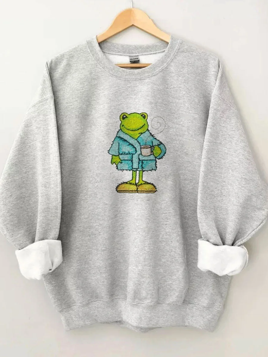 Cute Frog Print Sweatshirt