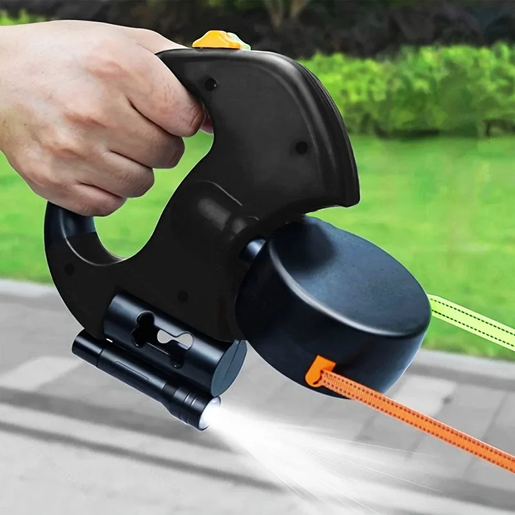 Automatic Dual Retractable Dog Leash with Flashlight and Waste Bag Holder - Tangle-Free, 3 Meter Reflective Leash for Two Dogs