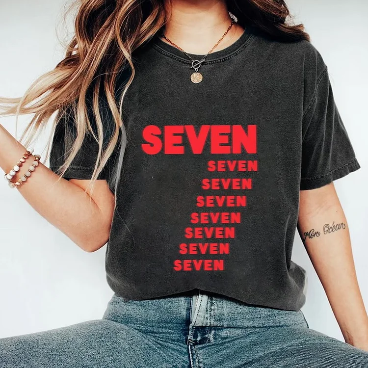 BTS Jungkook Solo Single SEVEN 7 Logo Wash T-shirt