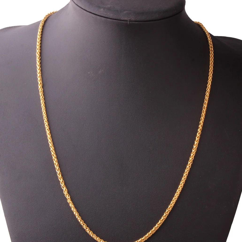 Twist Chain Keel Chain Ball Bead Chain Necklace for Men Women, Gold Titanium Stainless Steel Link Chain Necklace Men Jewelry