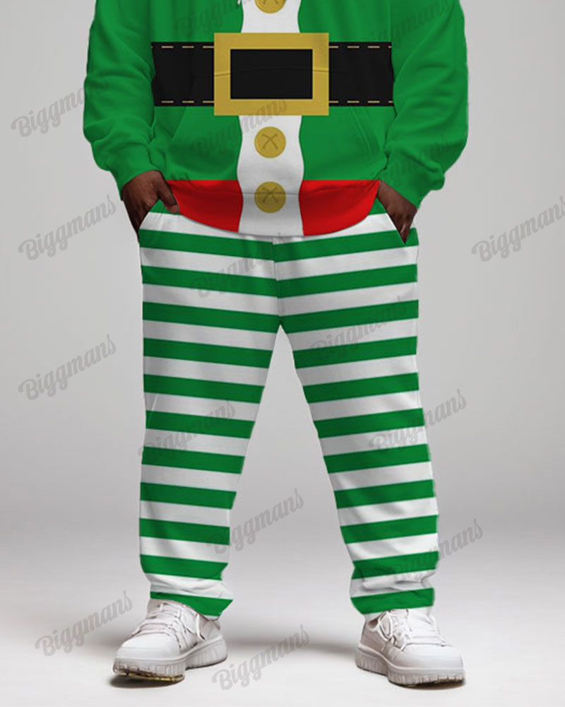 Men's Funny Cartoon Striped Print Plus Size Hoodie Suit