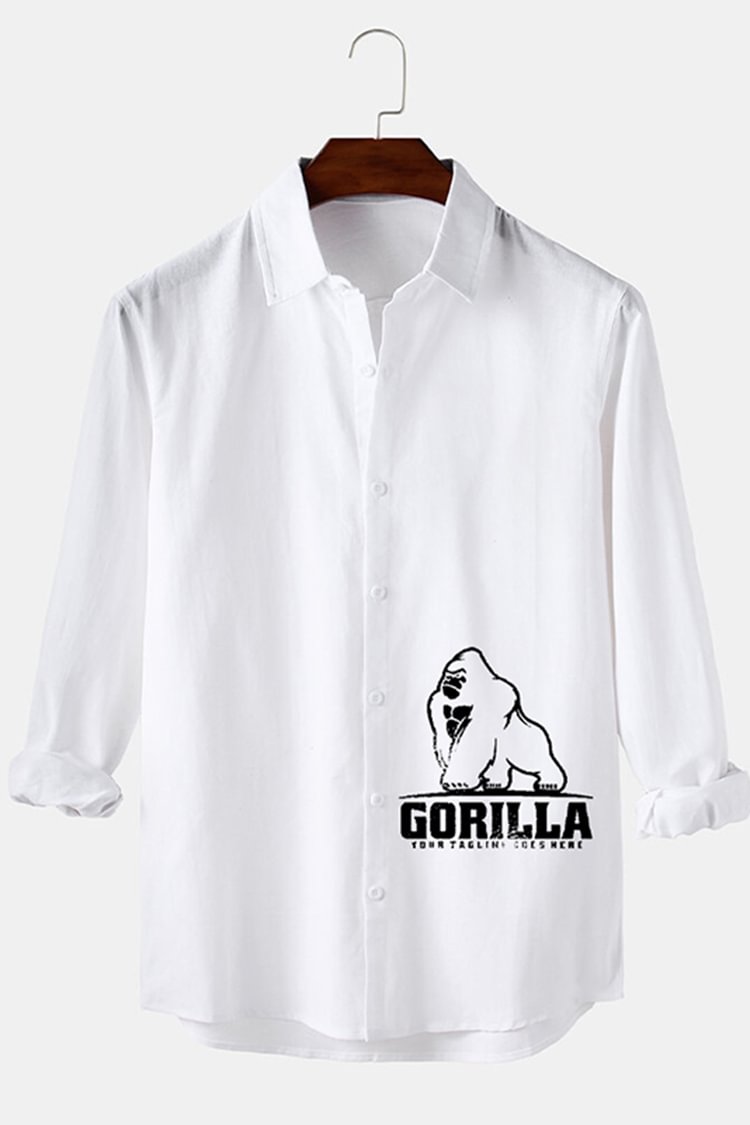 Hem Orangutan Print Long-Sleeve Shirt