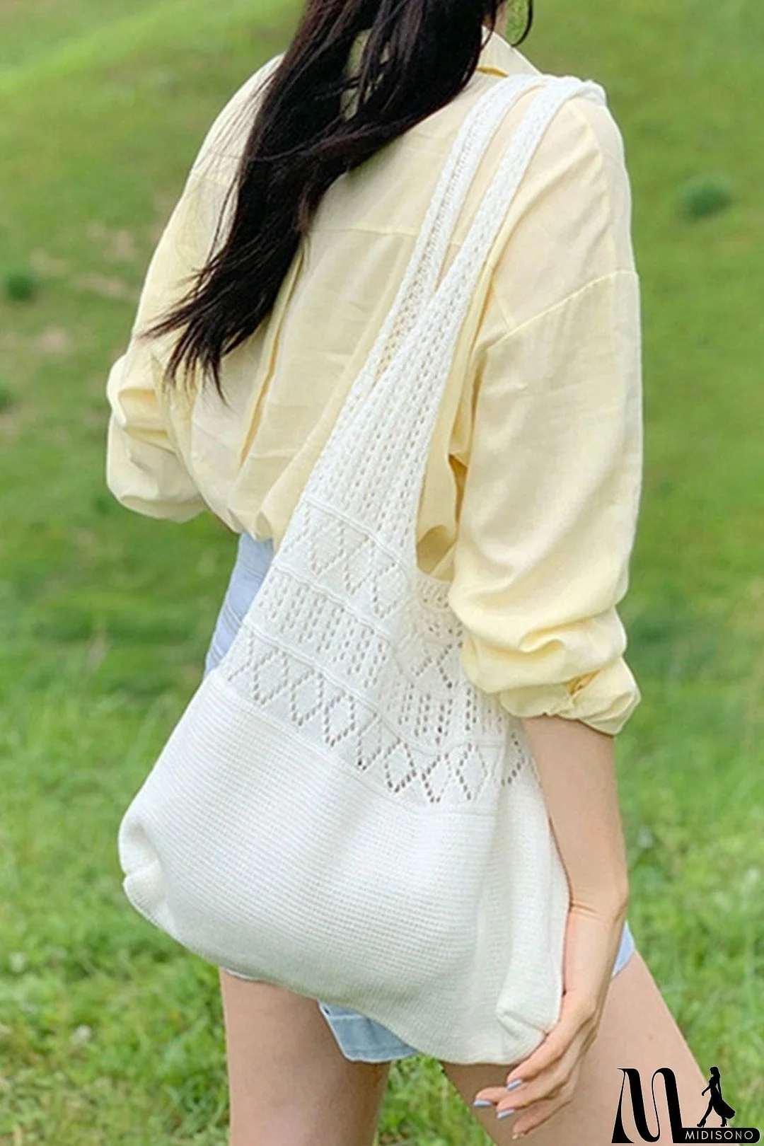 MidiSono - Hollow-out Crochet Knitted Tote Bag